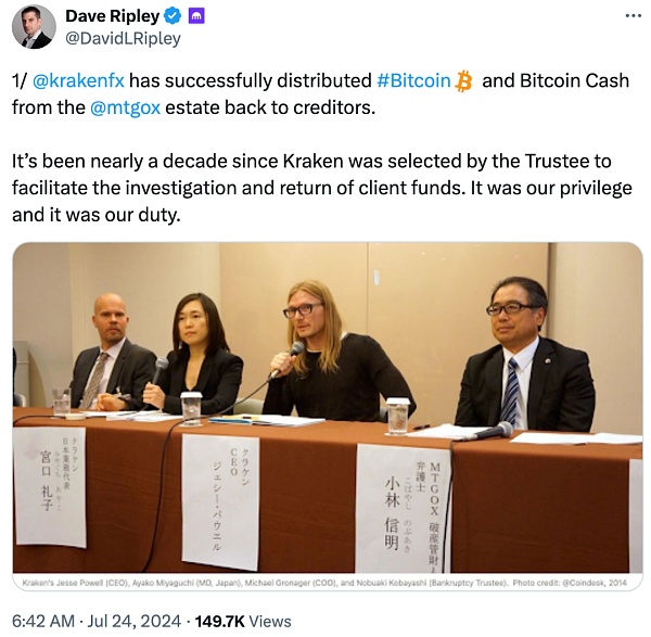 Mt.Gox已分发4万多枚BTC 对币价影响多大?插图3 Mt.Gox已分发4万多枚BTC 对币价影响多大?